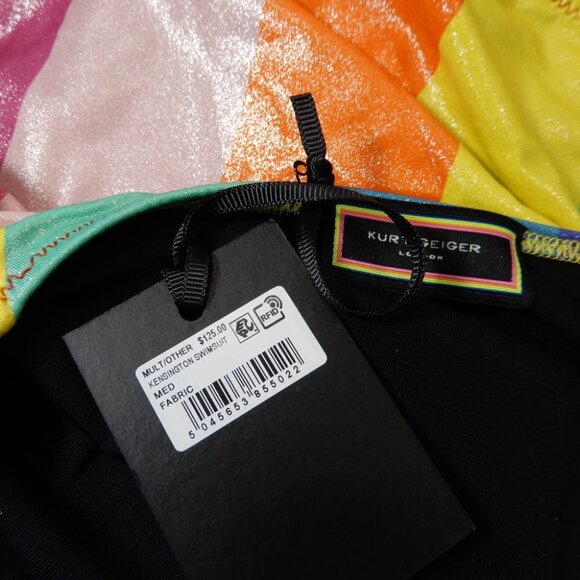 Kurt Geiger Kensington SWIMSUIT Size M L One Shoulder Piece Rainbow Metallic NEW - Picture 8 of 10
